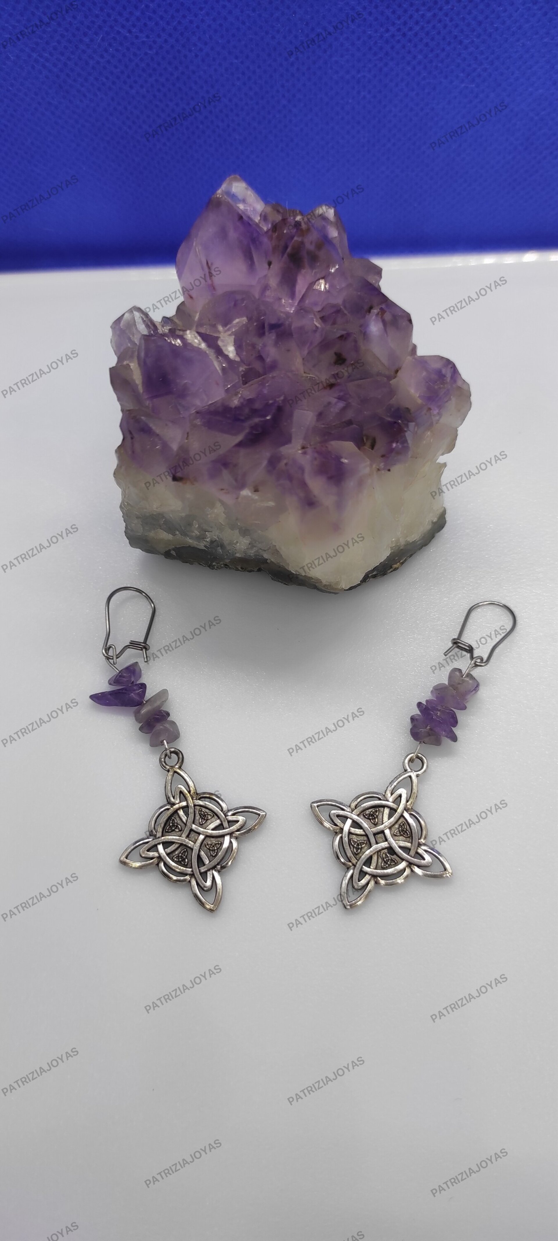 Pendiente de mineral amatista con amuleto - 2
